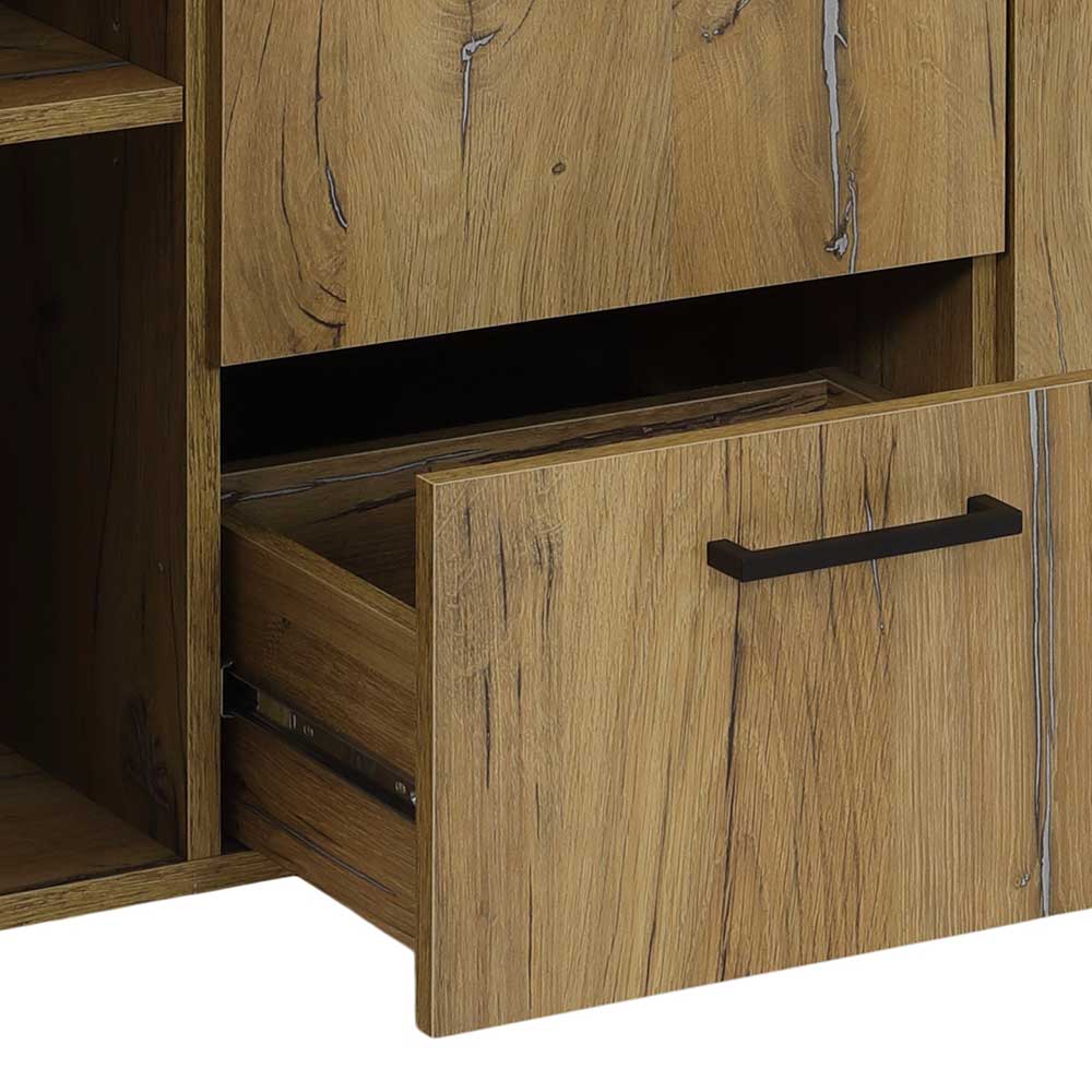 Sideboard Maduera in Zinneichefarben und Schwarz 3 türig