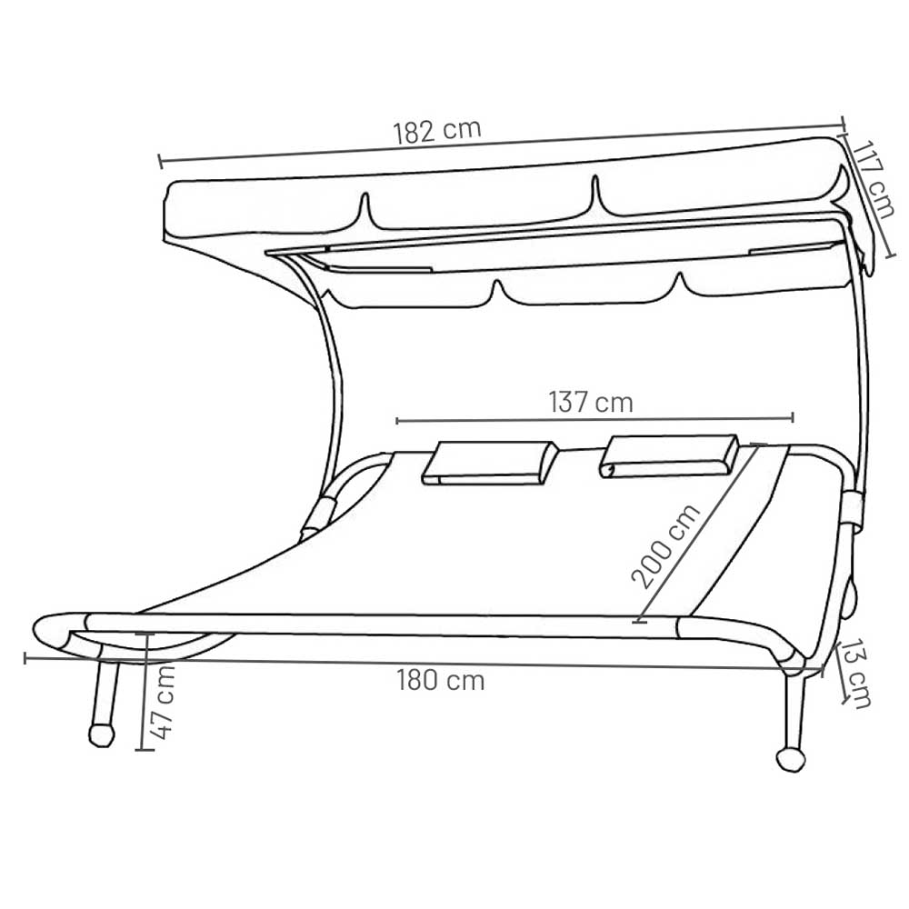 Loungeliege Custon in modernem Design mit Untergestell aus Metall