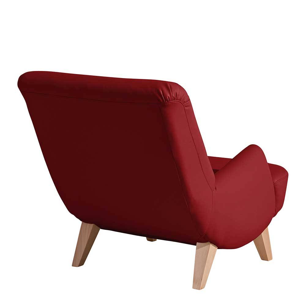 Sessel optional mit Hocker Adelda in Rot aus Kunstleder