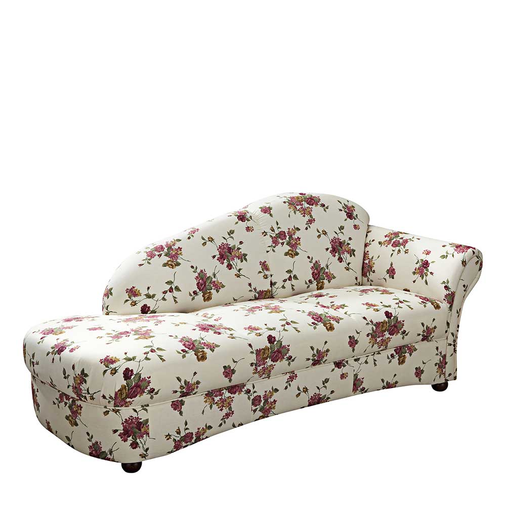 Landhausstil Recamiere Manitoba mit Blumen Motiv in Beige - Bunt