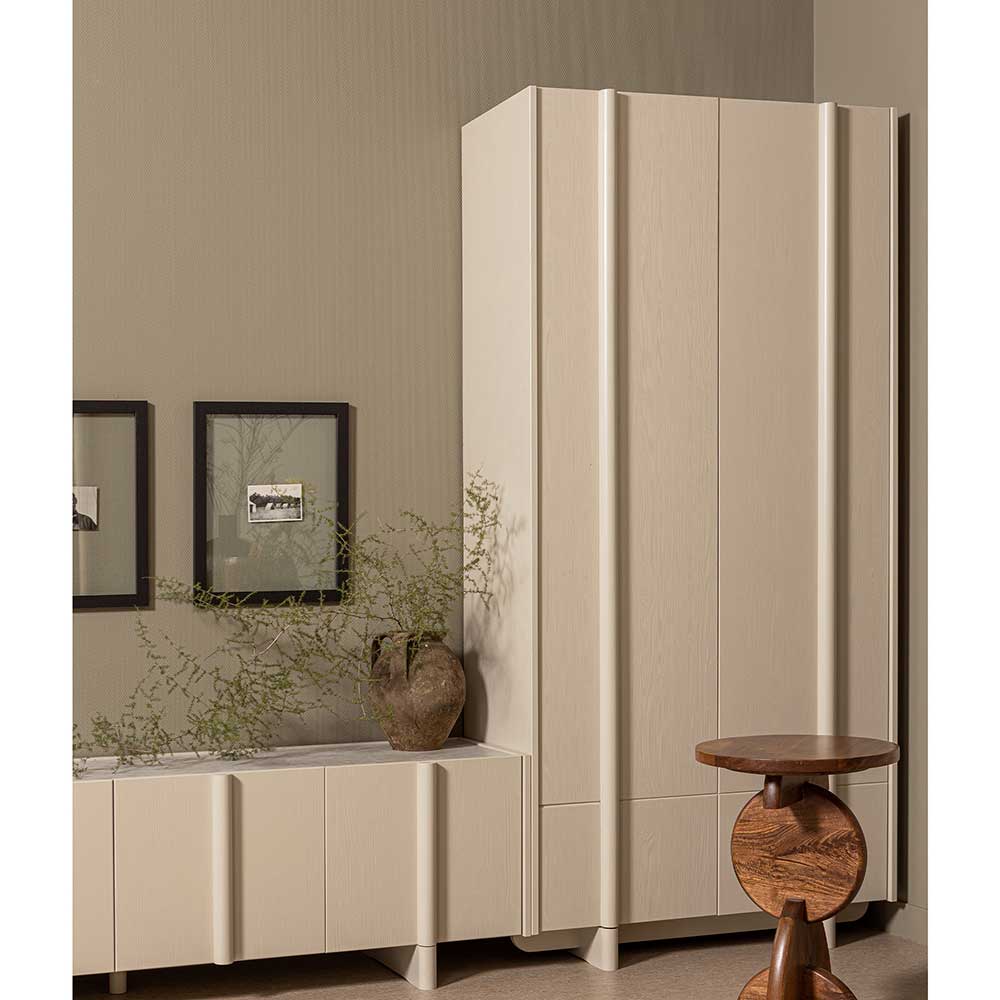 Moderner Wohnzimmerschrank Kidur in Hellgrau 101x210x46 cm