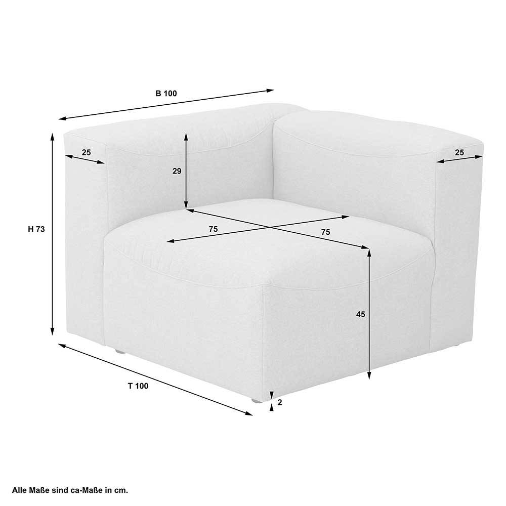 Sofa Element Pescara in Cremefarben Made in Germany