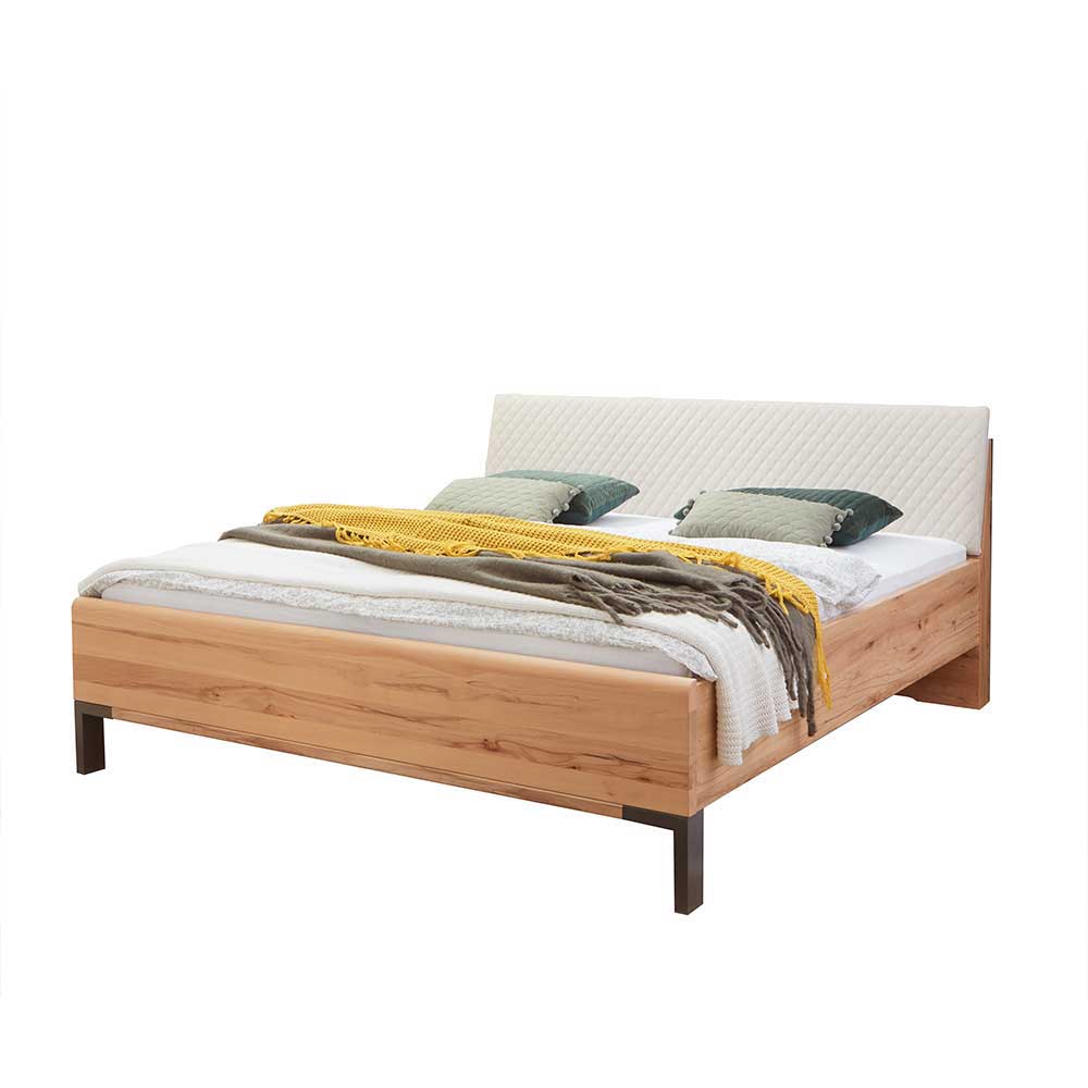 Design Komfortbett Jassena in Beige und Astkernbuche mit Nachtkommoden (dreiteilig)