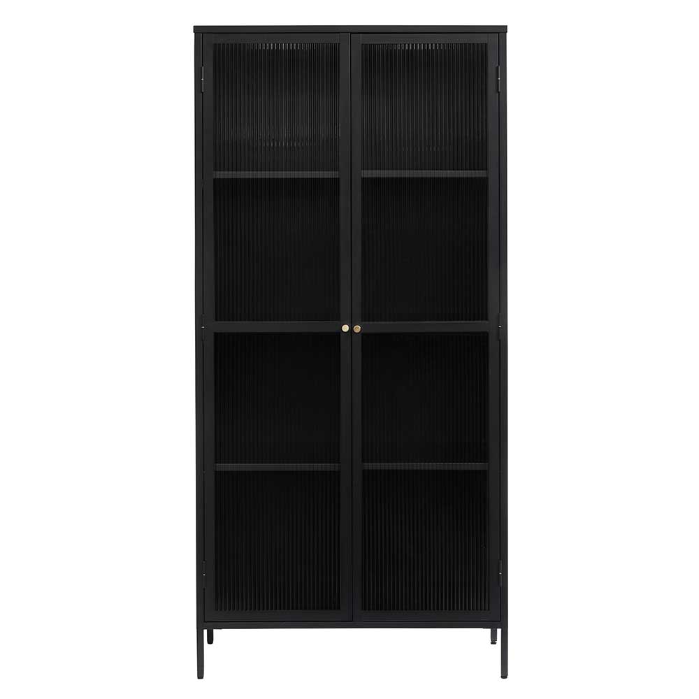 Wohnzimmer Vitrinenschrank Famos in Schwarz 190 cm hoch