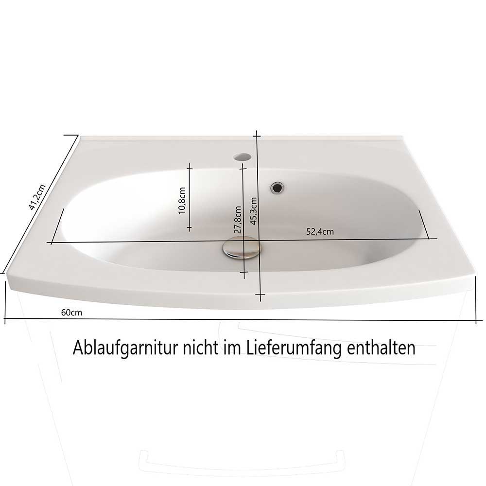 Komplett Badezimmer Set Longos mit Waschbecken und Spiegelschrank (vierteilig)