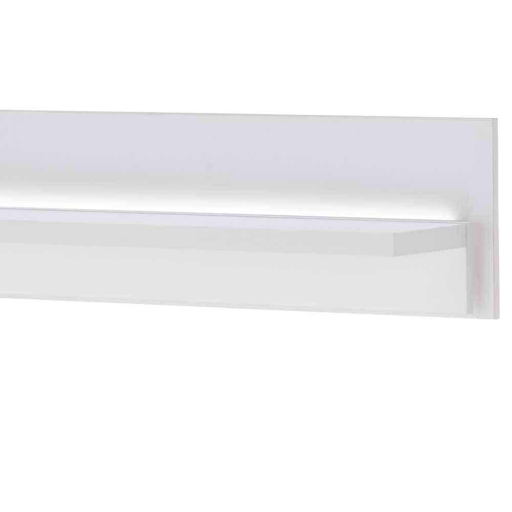 Weiße Design Wohnwand Constantin mit LED Beleuchtung 125 cm hoch (dreiteilig)