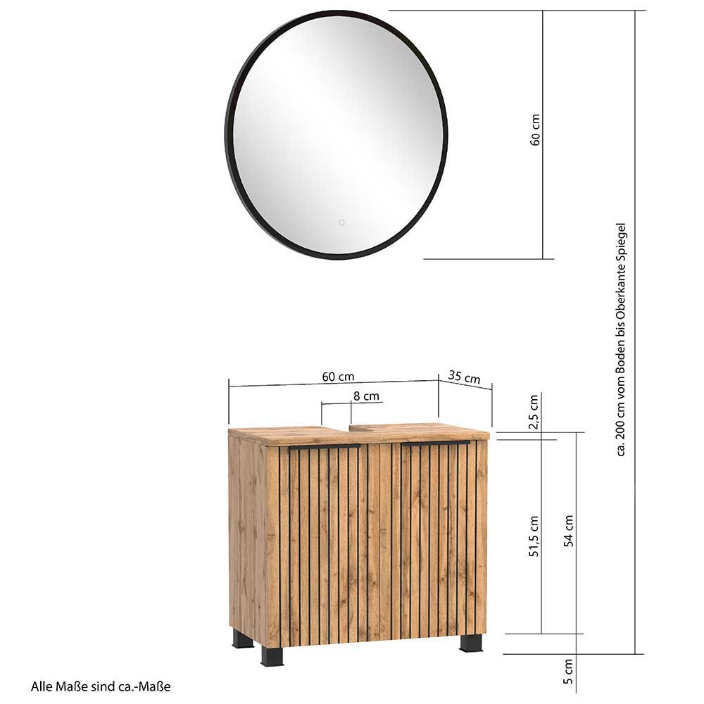 Bad-Set 4 teilig Cadama Made in Germany mit LED Beleuchtung (vierteilig)