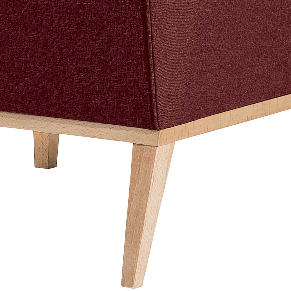 Roter Kaminsessel Calura in modernem Design auch mit Hocker bestellbar