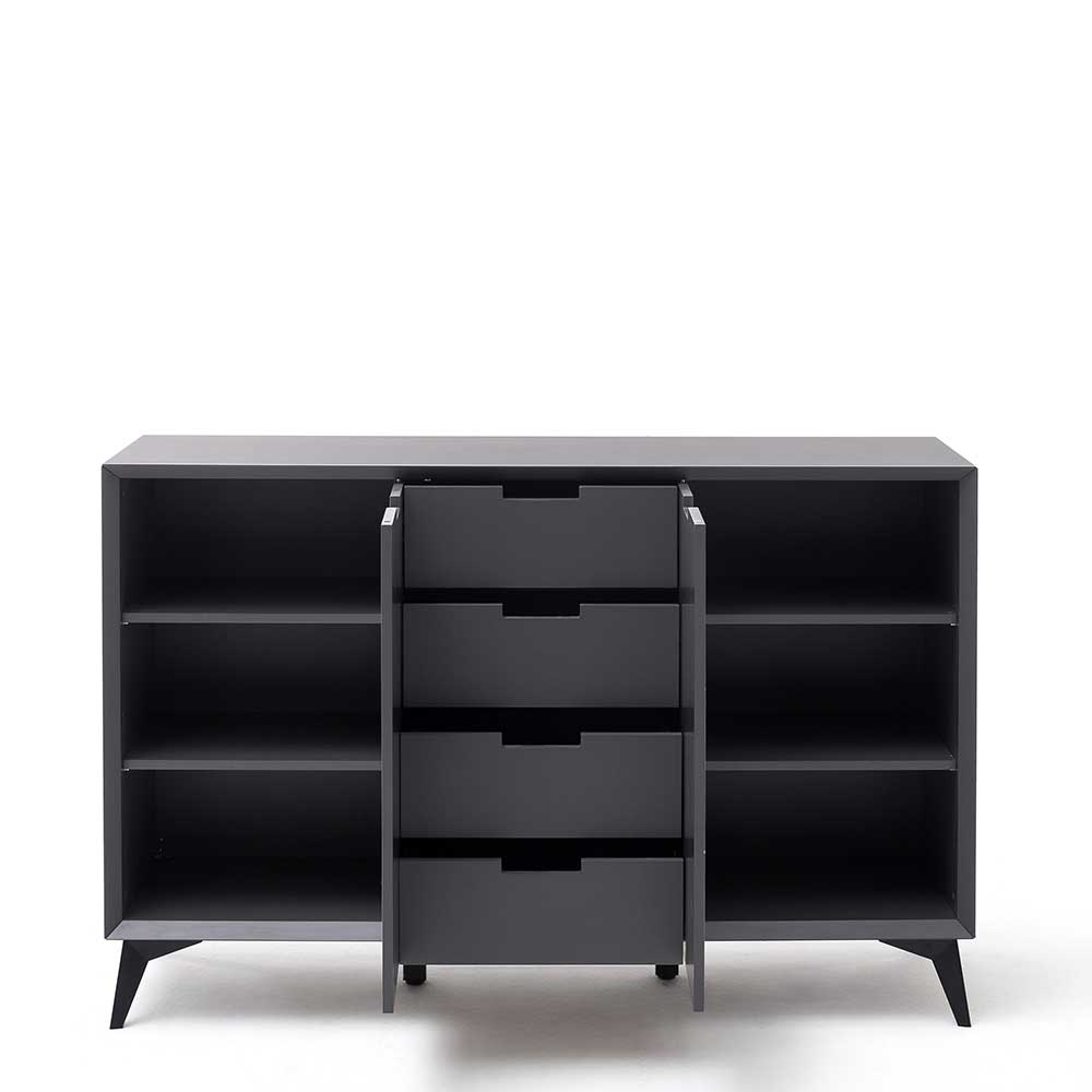 Kompakt Sideboard Ucraivo in Grau und Weiß mit Wechselfront