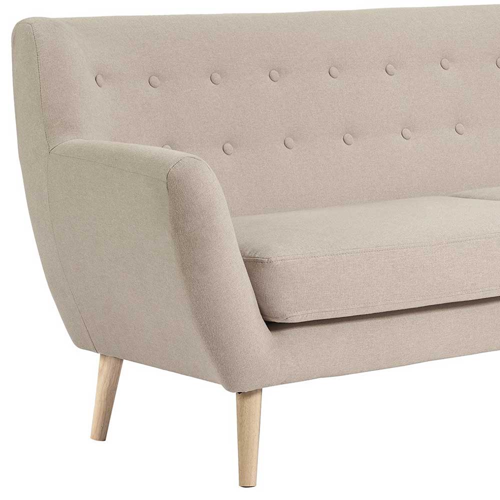 Sofa Dreamin in Beige mit Vierfußgestell aus Holz