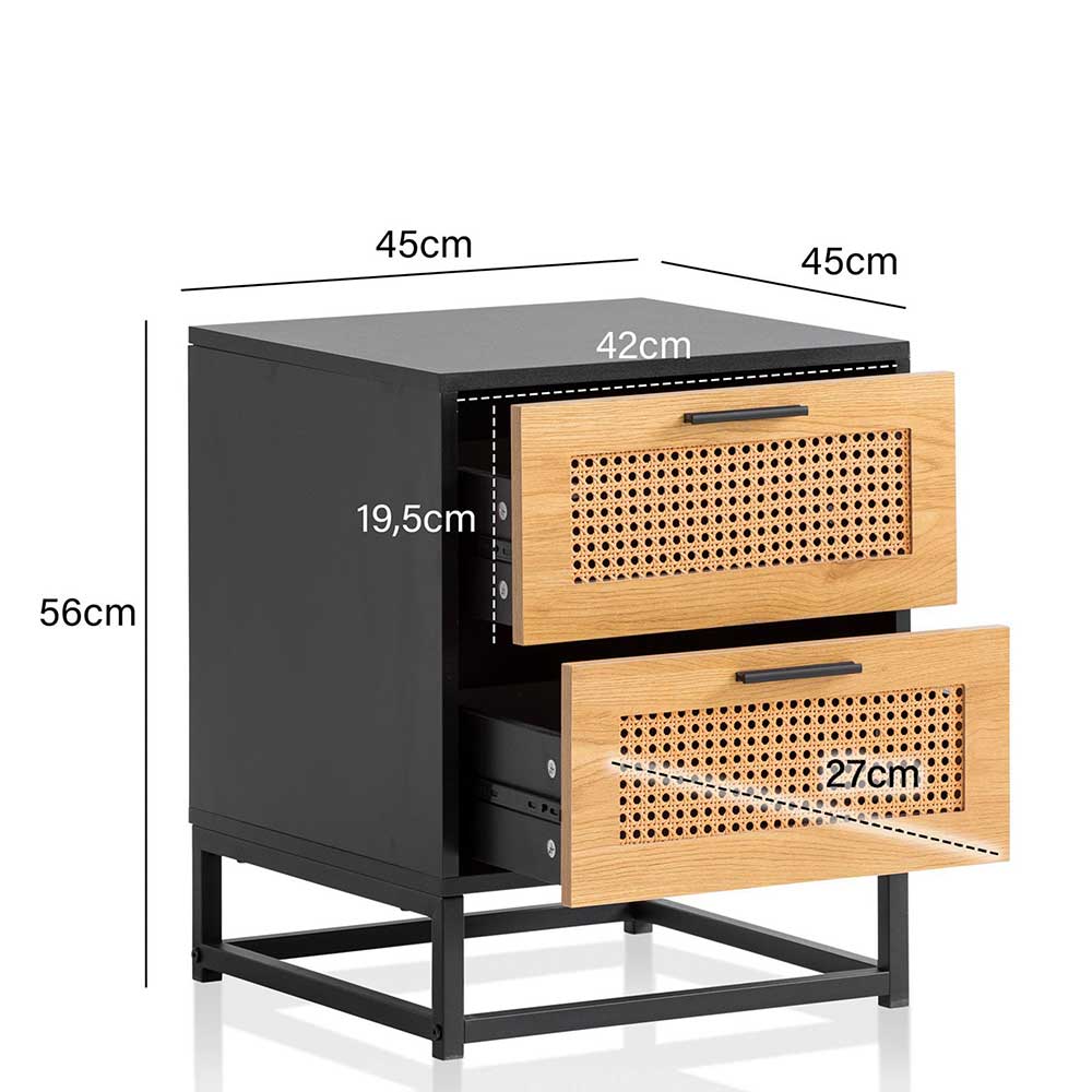 Nachttisch Excellenti im Skandi Design mit zwei Schubladen