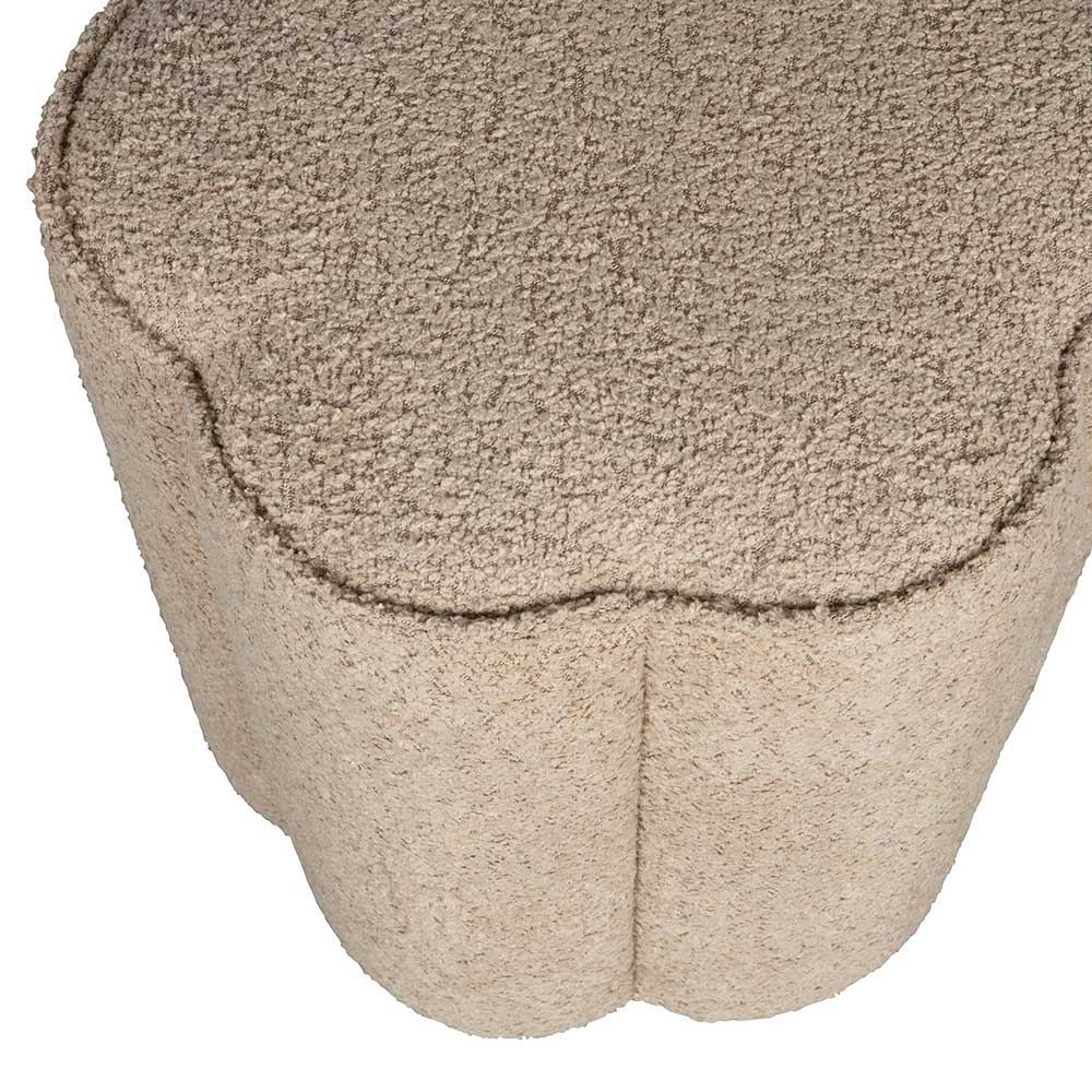 Zwei Hocker Jastrid in Beige aus Boucle Stoff (2er Set)