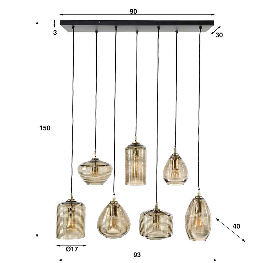 Pendelleuchte Culesco in Bernsteinfarben aus Glas