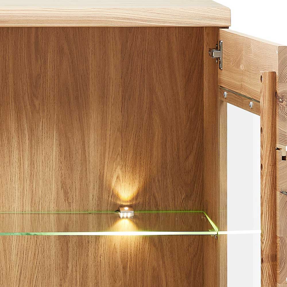 Highboard Sebetino mit LED Beleuchtung und zwei Glasböden