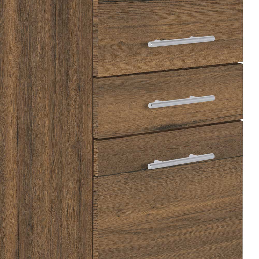 Midibadschrank modern Systrem in Eiche dunkel 149 cm hoch