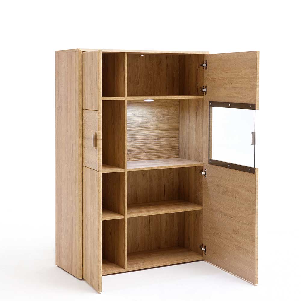 Highboard Zidrella in Wildeichefarben mit Glastür