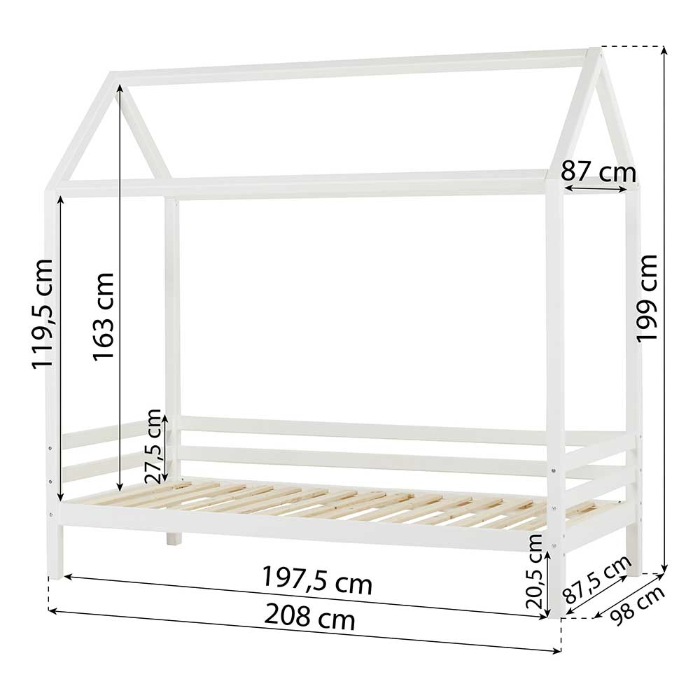 Kinderbett Francus Hausform in Weiß
