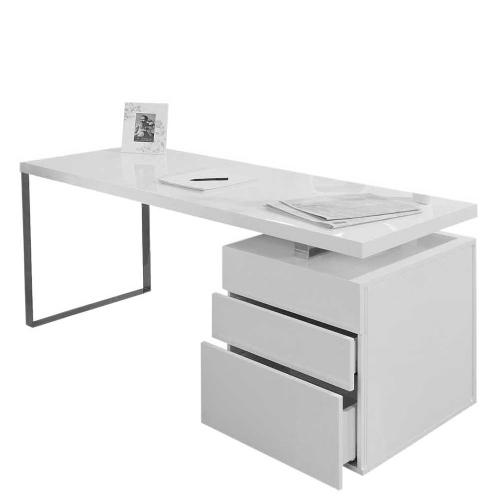 Schreibtisch in Weiß 140 cm breit online kaufen
