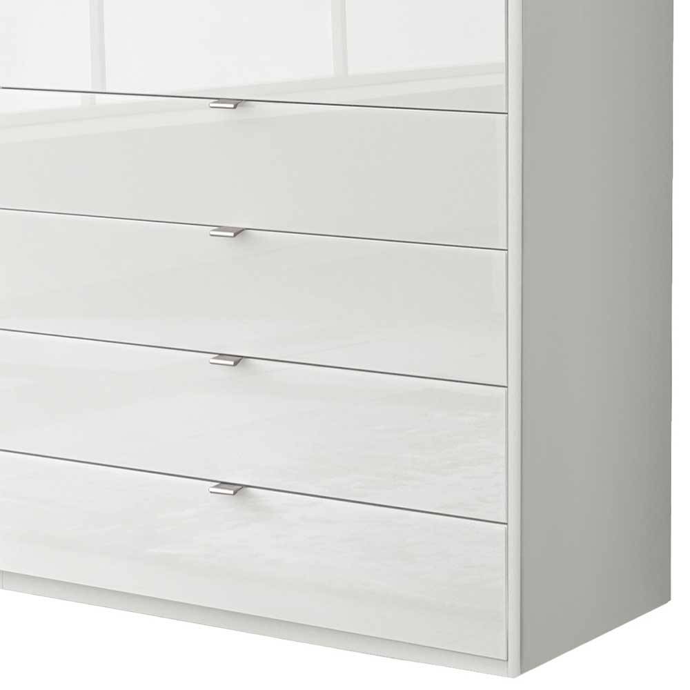 Schlafzimmerschrank Bean mit fünf Schubladen Front glasbeschichtet