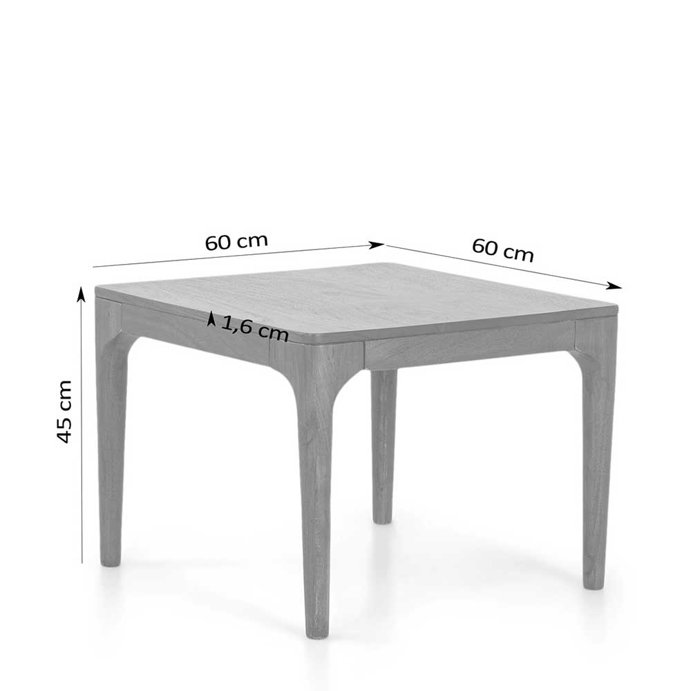 Akazie Massivholz Wohnzimmertisch Lutz in modernem Design 45 cm hoch