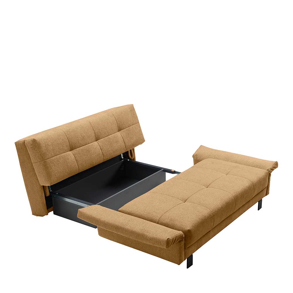 Gelbes Schlafsofa Nemphia mit Rücken Klappmechanik in modernem Design